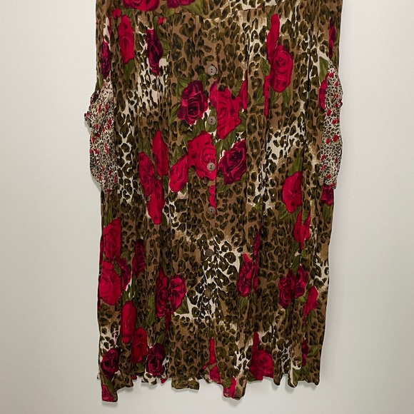 Vintage Leopard Rose Print Midi Dress - Picture 3 of 8